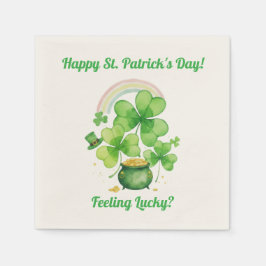Guardanapo De Papel Ecru Watercolor Pot  Gold St. Patrick's Day Napkin