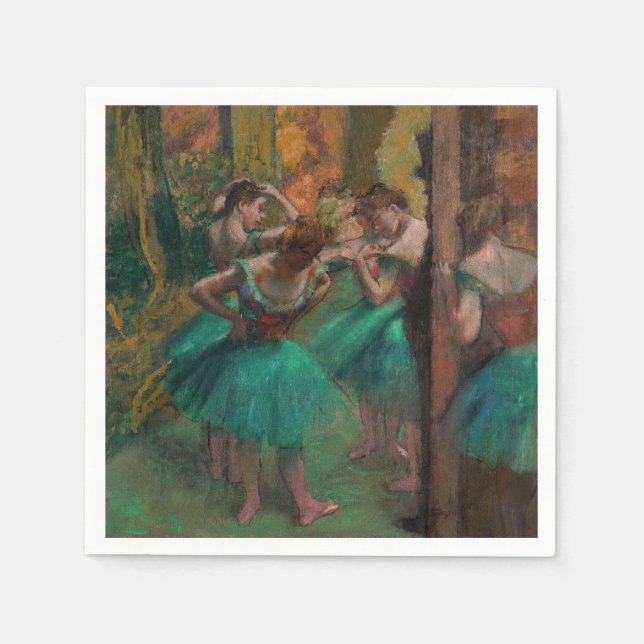 Guardanapo De Papel Edgar Degas - Dançarinos, Rosa e Verde (Frente)
