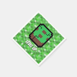 Guardanapo De Papel Edifício Verde do Gamer Pixelado Nível 8