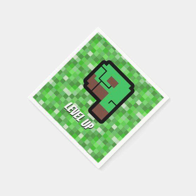 Guardanapo De Papel Edifício Verde do Gamer Pixelado Nível 9 (Canto)
