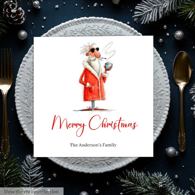 Guardanapo De Papel Editable Santa Claus Funny Christmas Dinner Napkin (Editable Santa Claus Funny Christmas Dinner Napkins

)