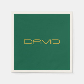 Guardanapo De Papel Editable Stylish Text | Gold & Hunter Green