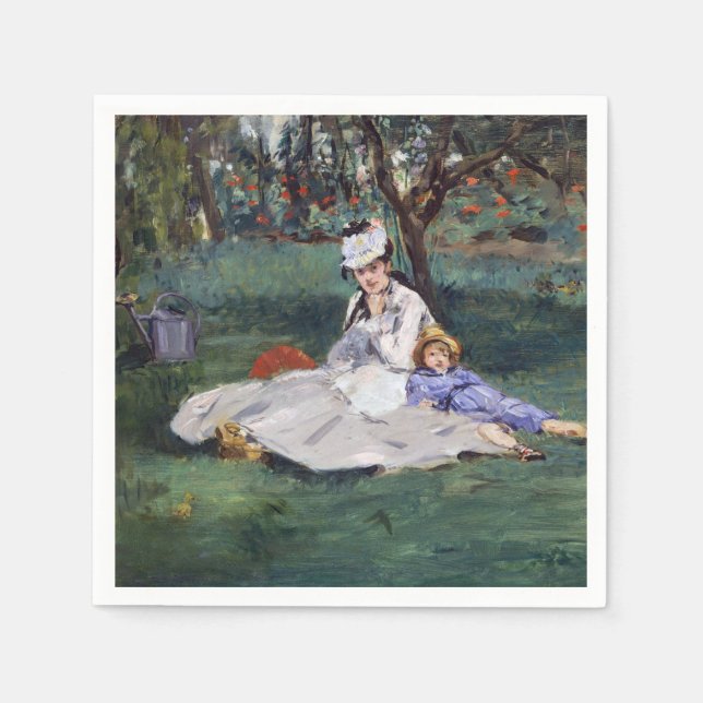 Guardanapo De Papel Edouard Manet - A família Monet em seu jardim (Frente)