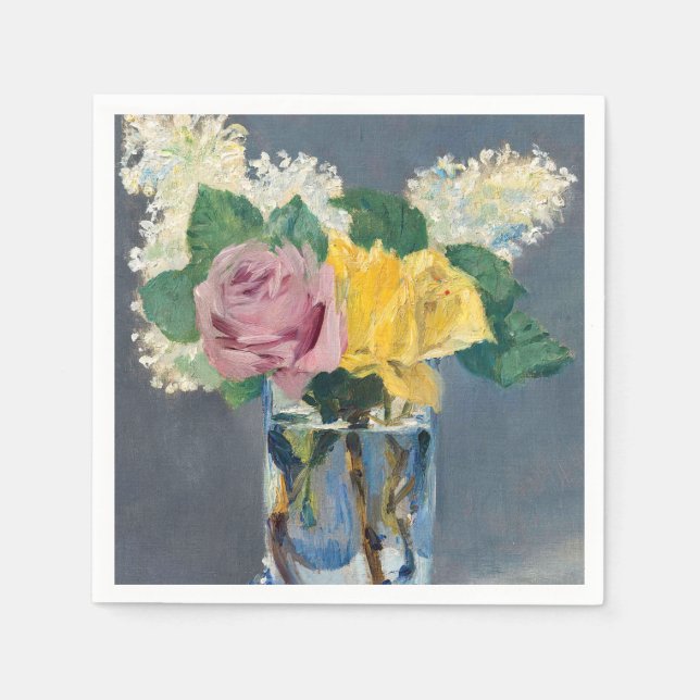 Guardanapo De Papel Edouard Manet - Lilases e Rosas (Frente)