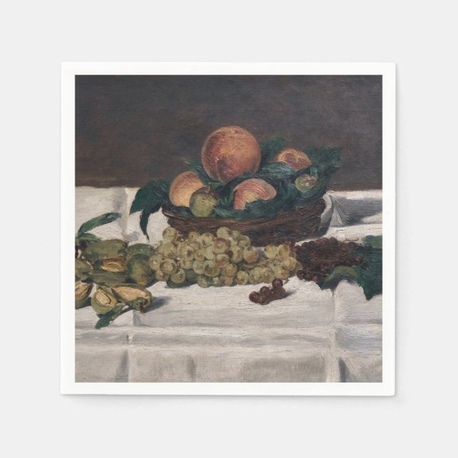 Guardanapo De Papel Edouard Manet - Vida estática, Frutas em uma Mesa (Frente)