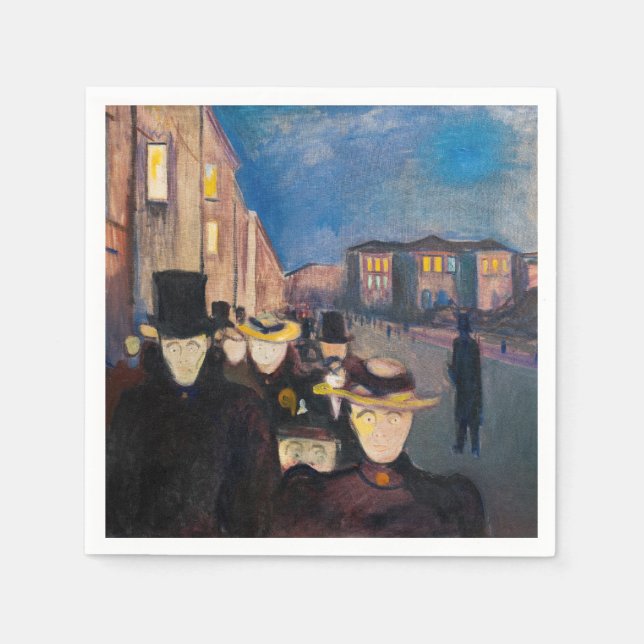 Guardanapo De Papel Edvard Munch - Noite em Karl Johan Street (Frente)