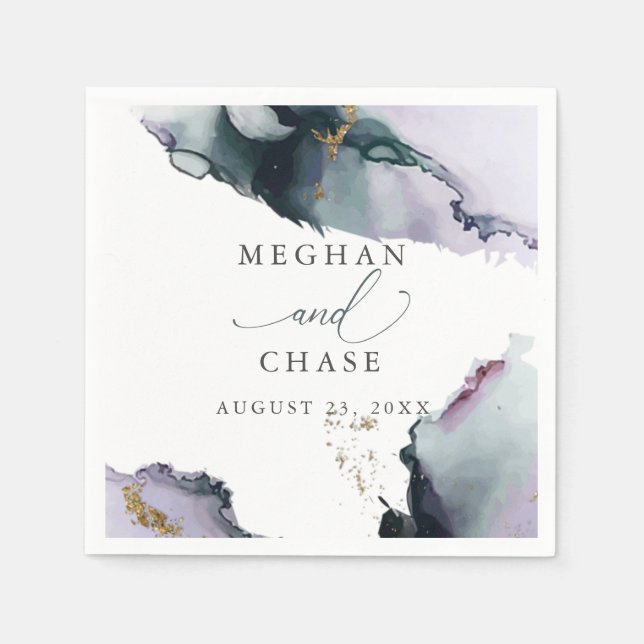 Guardanapo De Papel Eetéreo Smokey Ametist e Dusty Blue Abstrato (Frente)