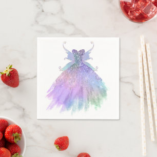 Guardanapo De Papel Eethal Fairy Gown Rainbow Ombre Pastel Sheen