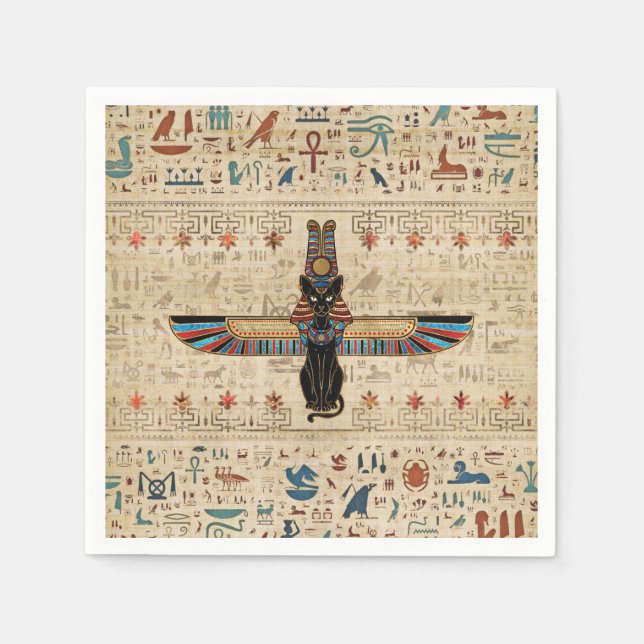 Guardanapo De Papel Egyptian Cat - Bastet on papyrus (Frente)
