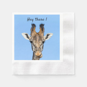 Guardanapo De Papel Ei, há uma foto engraçada da Girafa com mensagem