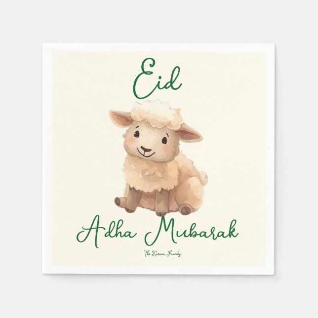 Guardanapo De Papel Eid  Al Adha Beige Cute  Sheep  Dinner  (Frente)