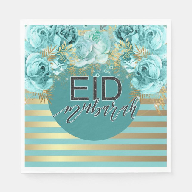 Guardanapo De Papel Eid Teal Floral Napkin (Frente)