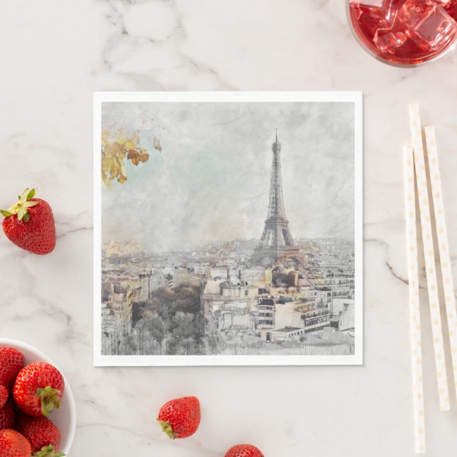 Guardanapo De Papel Eiffel Tower Paris Cloth Napkins - França Romântic (Insitu)