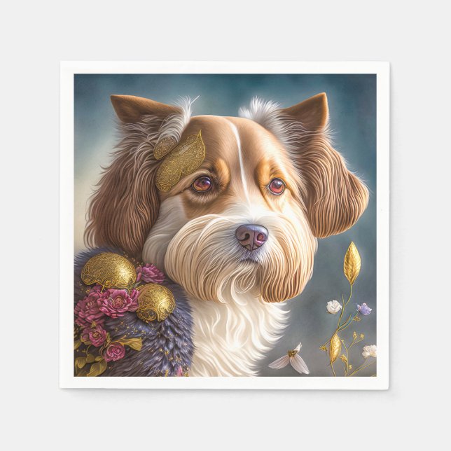 Guardanapo De Papel Ein süßer Hund mit Goldschmuck (Frente)