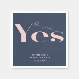 Guardanapo De Papel Ela disse sim, chá de panela de noiva com tipograf