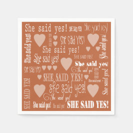 Guardanapo De Papel Ela Disse Sim, Festa de noivado Média Terra Cotta