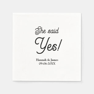 Guardanapo De Papel Ela disse sim festa de noivado nome data simples m