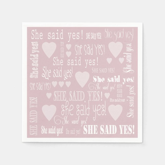 Guardanapo De Papel Ela Disse Sim Festa de Noivado Rosa (Frente)