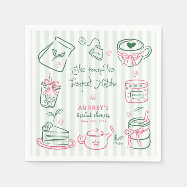 Guardanapo De Papel Ela Encontrou seu Matcha Verde Perfeito para Chá d (Frente)