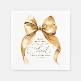Guardanapo De Papel Ela Está Dando o Nó Bow Dourado Chá de Noiva