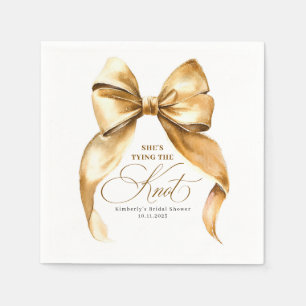 Guardanapo De Papel Ela Está Dando o Nó Bow Dourado Chá de Noiva