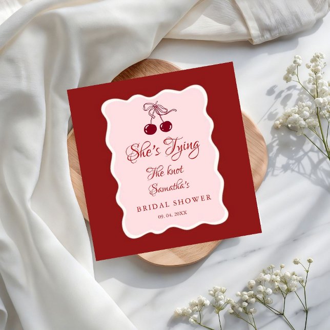 Guardanapo De Papel Ela está dando o nó no Bridal Shower (Criador carregado)