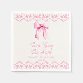 Guardanapo De Papel Ela Está Dando o Nó Rosa Arco de Casamento