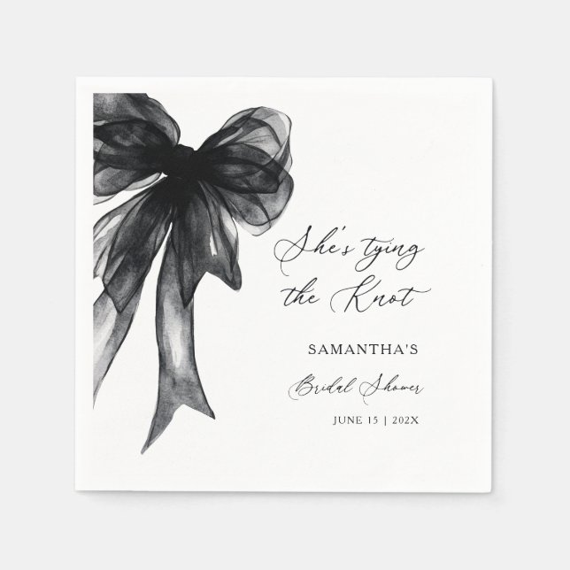 Guardanapo De Papel Ela Está Fazendo um Nó Laço Preto Chuveiro de Noiv (Frente)
