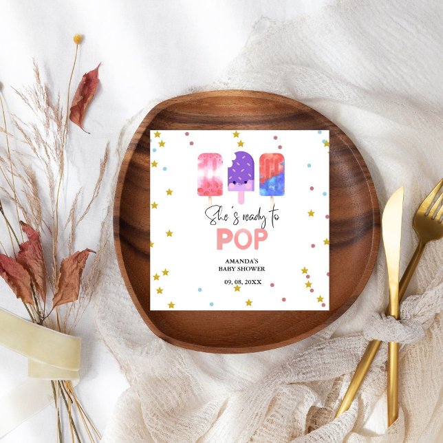 Guardanapo De Papel Ela está pronta para Chá de fraldas pop (Criador carregado)