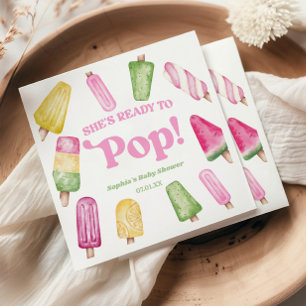 Guardanapo De Papel Ela está pronta para Pop cor-de-rosa Chá de fralda
