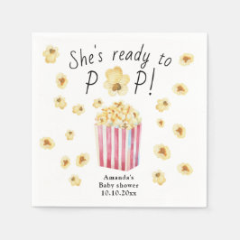Guardanapo De Papel Ela está pronta para Pop Watercolor Popcorn Chá de