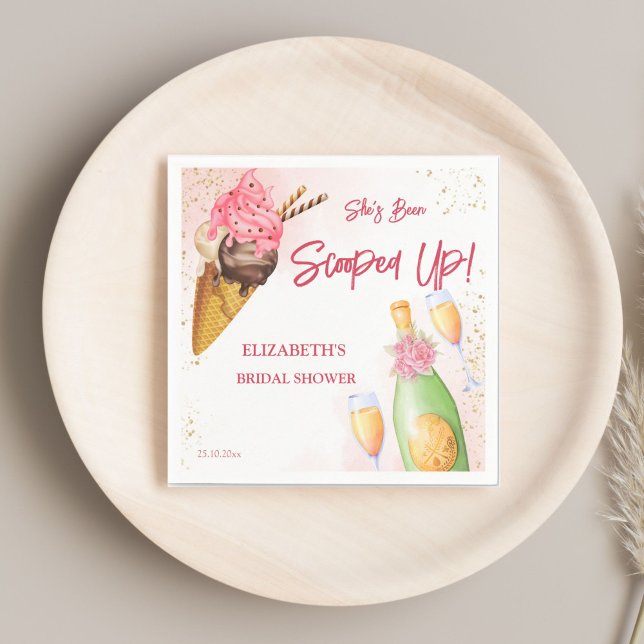 Guardanapo De Papel Ela foi levada para um brunch de casamento com sor (She's been scooped up ice cream bridal brunch template napkins personalized bridal shower tableware)