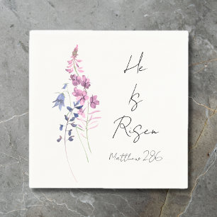 Guardanapo De Papel Ele é Risen Purple Floral Páscoa Religiosa