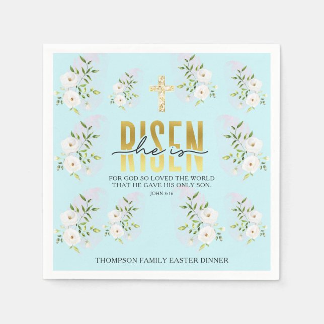 Guardanapo De Papel Ele Está Arriscado, Cristão, Citando Páscoa Azul (Frente)