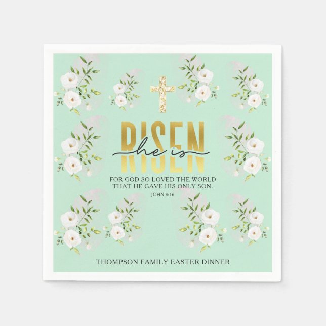 Guardanapo De Papel Ele Está Arriscado, Religioso, Citando A Páscoa (Frente)