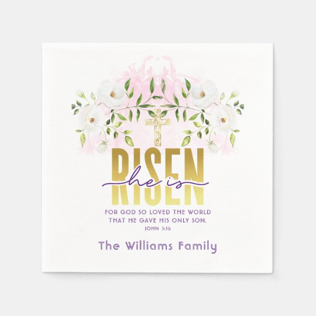 Guardanapo De Papel Ele Está Riscado, Páscoa De Citação Religiosa (Frente)