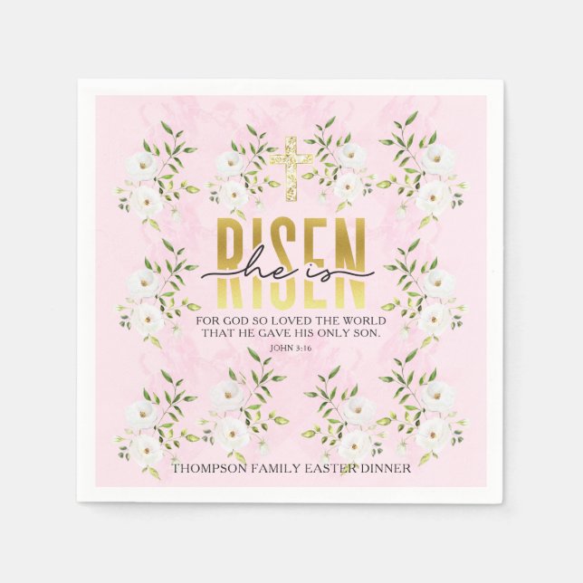 Guardanapo De Papel Ele Está Riscado, Páscoa De Citação Religiosa (Frente)