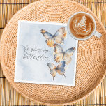 Guardanapo De Papel Ele Me Dá Borboletas Azul Chá de panela Moderno<br><div class="desc">Declare seu amor e capte o charme da natureza com nossa encantadora borboleta de casamento "ele me dá borboletas" guardanapos chás de panela. As borboletas de aquarela pintadas à mão dão vida a uma exibição cativante de cores ricas. Bonitos tons de bege, marrom quente, ferrugem de terracota, azul lacrimogêneo e...</div>