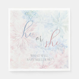 Guardanapo De Papel Ele ou Ela Inverno Floco de Neve Azul Rosa