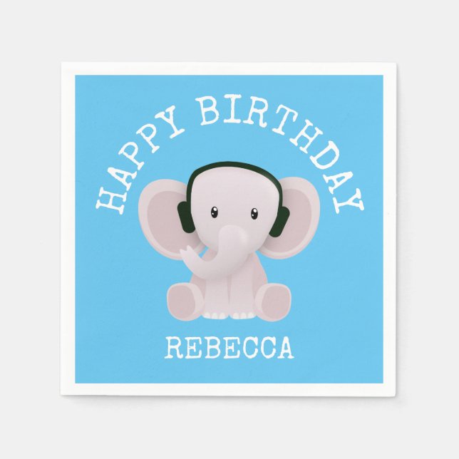 Guardanapo De Papel Elefante ama música (Frente)