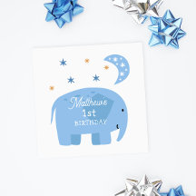 Elefante azul engraçado. Crianças bonitas / aniver