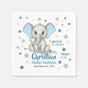 Guardanapo De Papel Elefante-Bebê-Bonito com Nascentes-Garotos Azuis