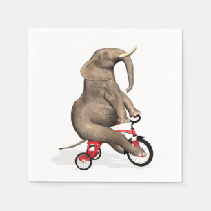 Guardanapo De Papel Elefante bonito que monta um triciclo