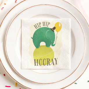 Guardanapo De Papel Elefante bonito verde. Animal do aniversário de
