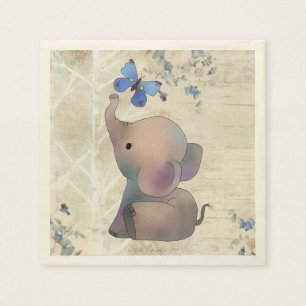 Guardanapo De Papel Elefante com borboleta