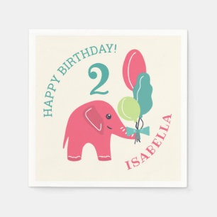 Guardanapo De Papel Elefante com segundo aniversário das meninas dos