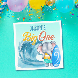 Guardanapo De Papel Elefante de primeiro aniversario de surfe Big One