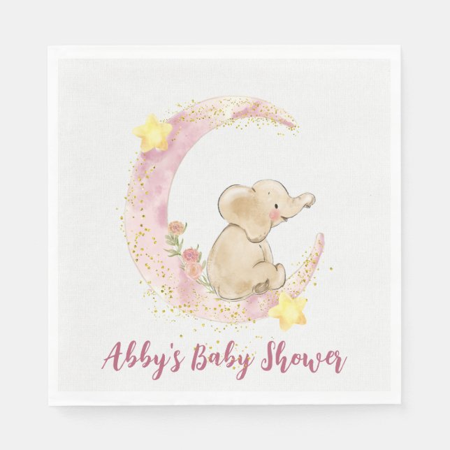 Guardanapo De Papel Elefante em lua com brilho (Frente)