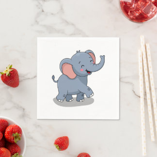 Guardanapo De Papel Elefante Fofo Carregando Presente