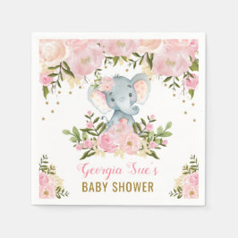Guardanapo De Papel Elefante Rosa bonito / Floral de Aquarela Feminina